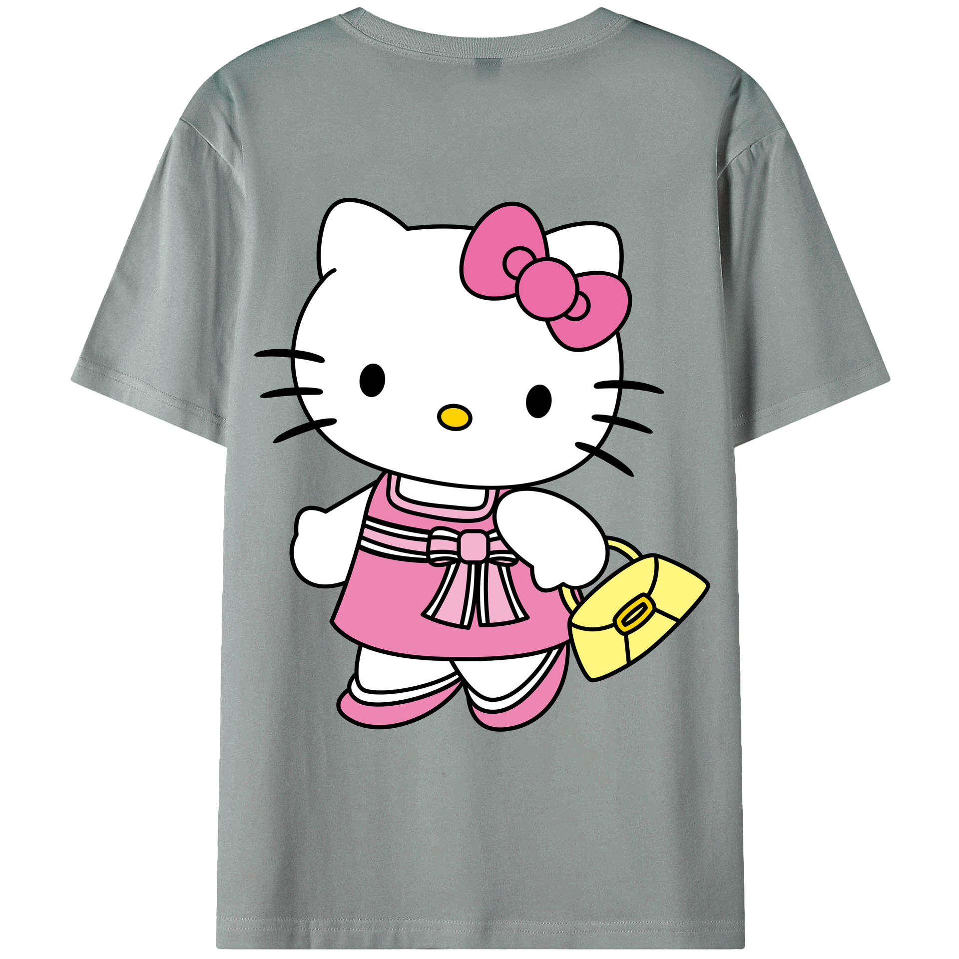 （画像用） Hello Kitty ハローキティ 綿100％ メンズ半袖Tシャツ（バックプリント） 通気性
